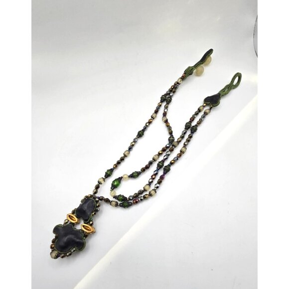 Handcrafted Soutache Beaded Pendant Necklace – Vintage Artisan Statement - Picture 7 of 11